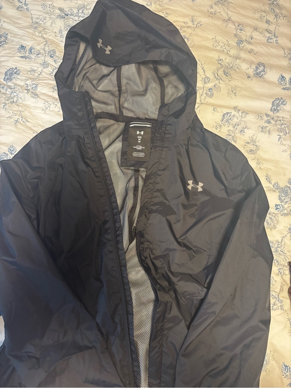Under Armour Black Hooded Windbreaker with Mesh Lining